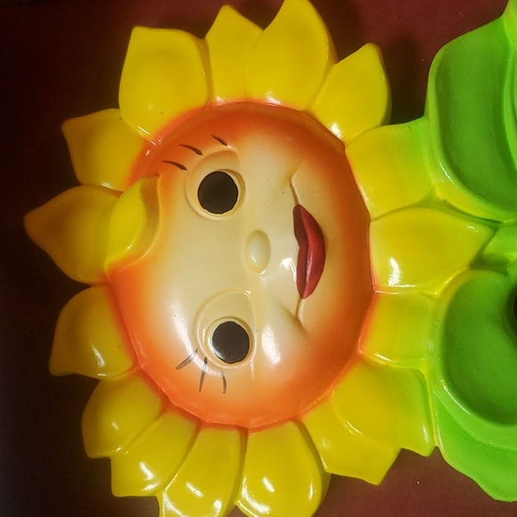 Vintage 1970s chalkware Sunflower pot holder hangers wall art - Picture 10 of 10